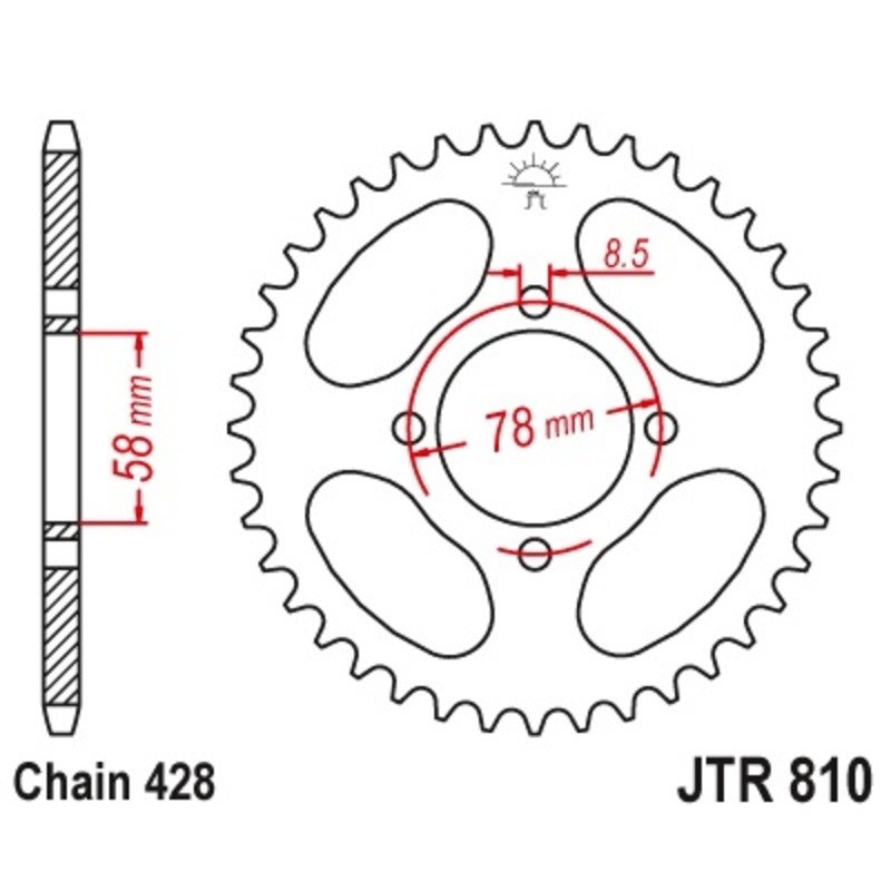 Couronne JT SPROCKETS acier standard 810 - 46 dents pas de 428