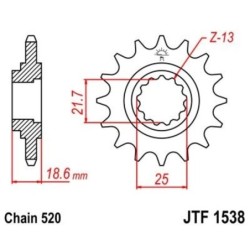 Pignon de transmission JT SPROCKETS JTF1538 15 dents - pas de 520 Type SCM420