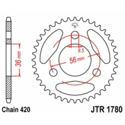 Couronne JT SPROCKETS acier standard 1780 - 28 dents pas de 420