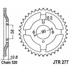 Couronne JT SPROCKETS acier standard 277 - 45 dents pas de 520