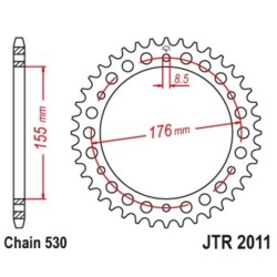 Couronne JT SPROCKETS JTR2011 44 dents - pas de 50 acier carbone C49