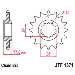 Pignon de transmission JT SPROCKETS JTF1371 15 dents - pas de 525 Type SCM420