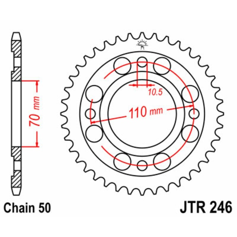 Couronne JT SPROCKETS acier standard 246 - 41 dents pas de 530 Couronne JT SPROCKETS acier standard 246 - 41 dents pas de 530