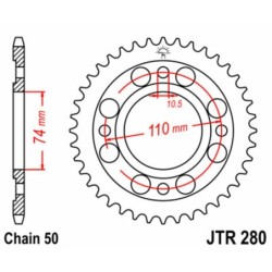 Couronne JT SPROCKETS acier standard 280 - 33 dents pas de 530