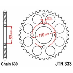 Couronne JT SPROCKETS acier standard 333 - 38 dents pas de 630