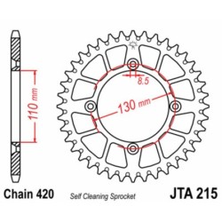 Couronne JT SPROCKETS aluminium ultra-light anti-boue 85 CR / 150 CRF 50 dents Noir