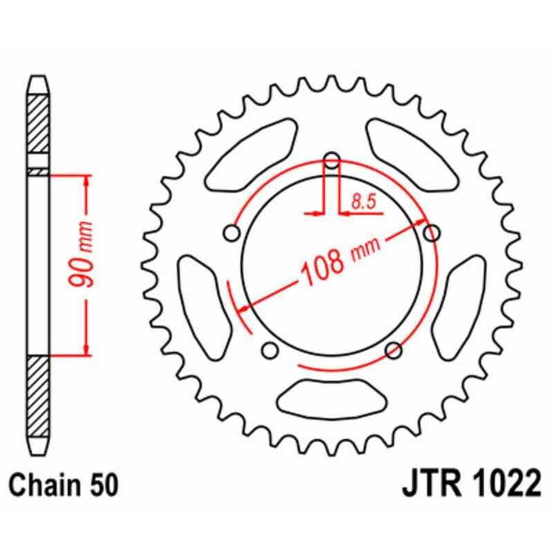 Couronne JT SPROCKETS acier standard 1022 - 40 dents pas de 530 Couronne JT SPROCKETS acier standard 1022 - 40 dents pas de 530