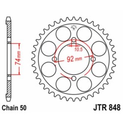 Couronne JT SPROCKETS acier standard 848 - 39 dents pas de 530