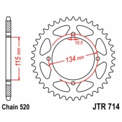Couronne JT SPROCKETS acier standard 714 - 50 dents pas de 520