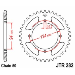 Couronne JT SPROCKETS acier standard 282 - 34 dents pas de 530