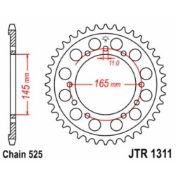 Couronne JT SPROCKETS acier standard 1311 - 44 dents pas de 525