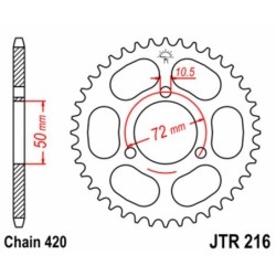 Couronne JT SPROCKETS acier standard 216 - 45 dents pas de 420
