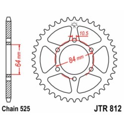 Couronne JT SPROCKETS acier standard 812 - 41 dents pas de 525