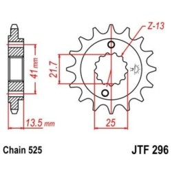 Pignon de transmission JT SPROCKETS JTF296 16 dents - pas de 525 Type SCM420