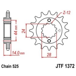 Pignon de transmission JT SPROCKETS JTF1372 17 dents - pas de 525 Type SCM420