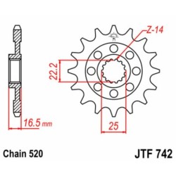 Pignon de transmission JT SPROCKETS JTF742 15 dents - pas de 520