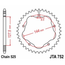 Couronne JT SPROCKETS aluminium Ultra-Light 752 - 38 dents pas de 525 - Nécessite un porte couronne JT SPROCKETS