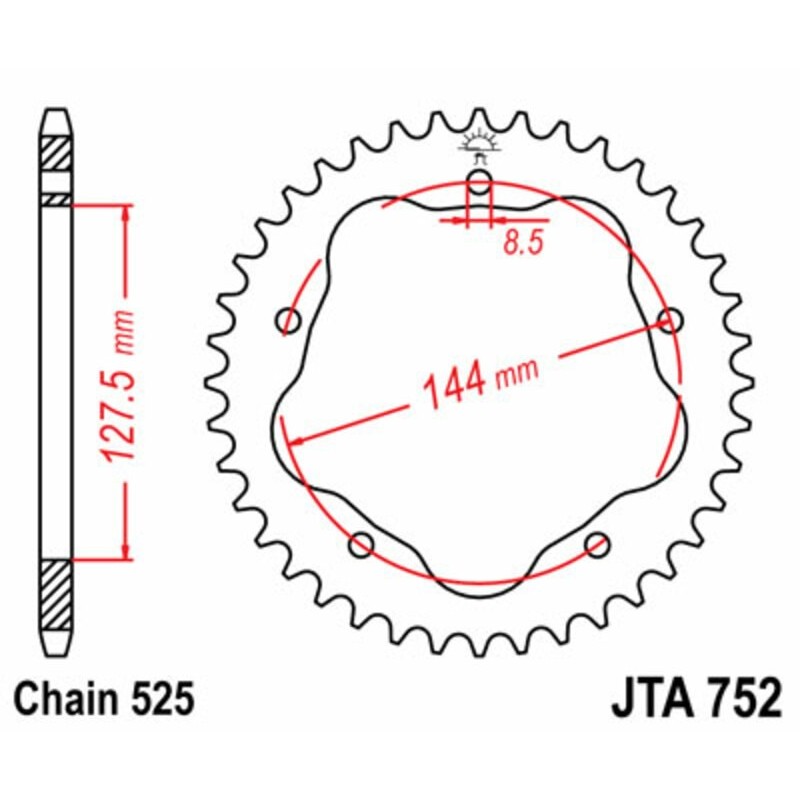 Couronne JT SPROCKETS aluminium Ultra-Light 752 - 38 dents pas de 525 - Nécessite un porte couronne JT SPROCKETS Couronne JT SPROCKETS aluminium Ultra-Light 752 - 38 dents pas de 525 - Nécessite un porte couronne JT SPROCKETS