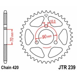 Couronne JT SPROCKETS acier standard 239 - 42 dents pas de 420
