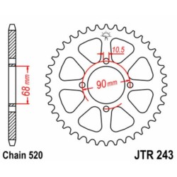 Couronne JT SPROCKETS aluminium ultra-light anti-boue 42 dents 520