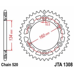 Couronne JT SPROCKETS aluminium Ultra-Light 1308 - 41 dents pas de 520