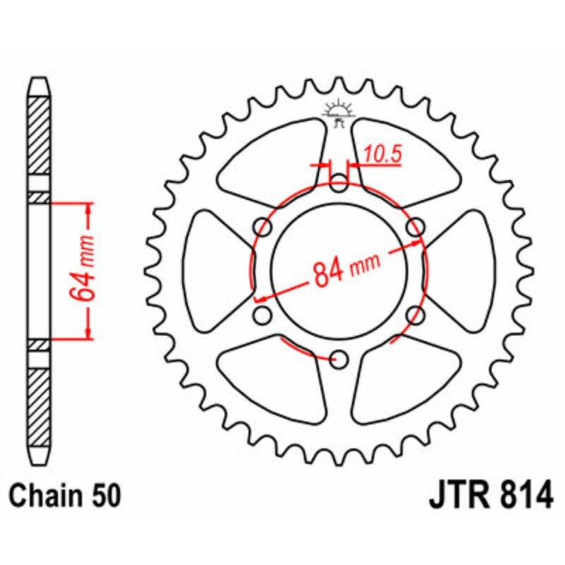 Couronne JT SPROCKETS acier standard 814 - 33 dents pas de 530 Couronne JT SPROCKETS acier standard 814 - 33 dents pas de 530