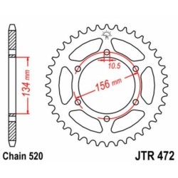 Couronne JT SPROCKETS acier standard 472 - 40 dents pas de 520