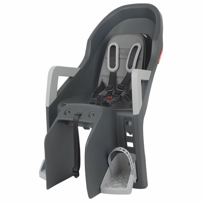 Siège enfant de vélo arrière POLISPORT Guppy Maxi+ CFS fixation porte-bagages - gris foncé/argent Siège enfant de vélo arrière POLISPORT Guppy Maxi+ CFS fixation porte-bagages - gris foncé/argent