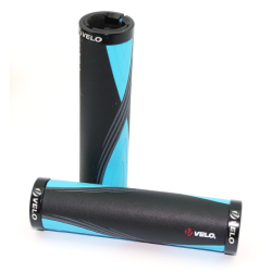 Poignées de vélo VELO PU / Gel et coutures Bicolore noir / bleu