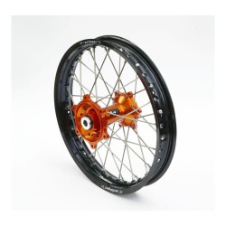 Roue complète REX Haan wheels 19 x 2,15 KTM toutes SX-F 13-22 cercle noir / moyeu orange 25mm