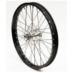 Roue complète "REX" 21 x 1,60 KTM EXC 03-15, TE et FE 14-15, TC et FC 14  cercle noir / moyeu argent 26