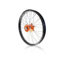 Roue complète REX Haan wheels 21 x 1,60 KTM EXC 16-, SX-F / XC-F 15- cercle noir / moyeu orange 22mm