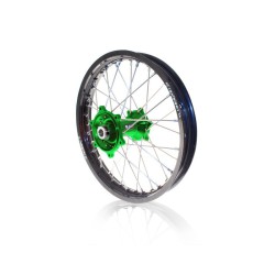 Roue complète REX Haan wheels 19 x 1,85 KX 125 / KXF 250 03- cercle noir / moyeu vert 25mm