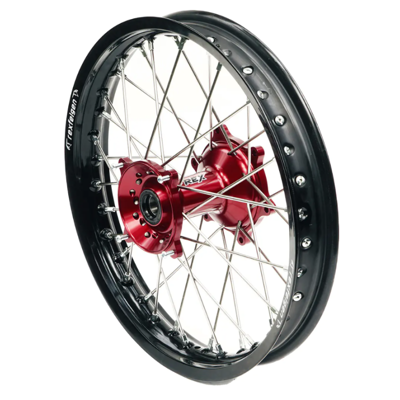 Roue complète REX Haan wheels 18 x 2,15 CRF 250 14-, CRF 450 13- cercle noir / moyeu rouge 25mm