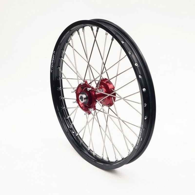 Roue complète REX Haan wheels 21 x 1,60 CR 125 / 250 - CRF 250 / 450 95- cercle noir / moyeu rouge 20mm