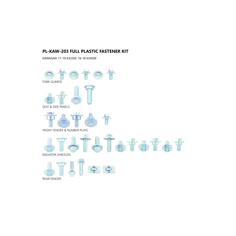Kit visseries de plastiques UFO 250 KXF 2017 à 2021 Kit visseries de plastiques UFO 250 KXF 2017 à 2021