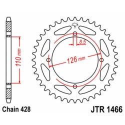 Couronne JTR1466 46 dents - pas de 428 acier carbone C49