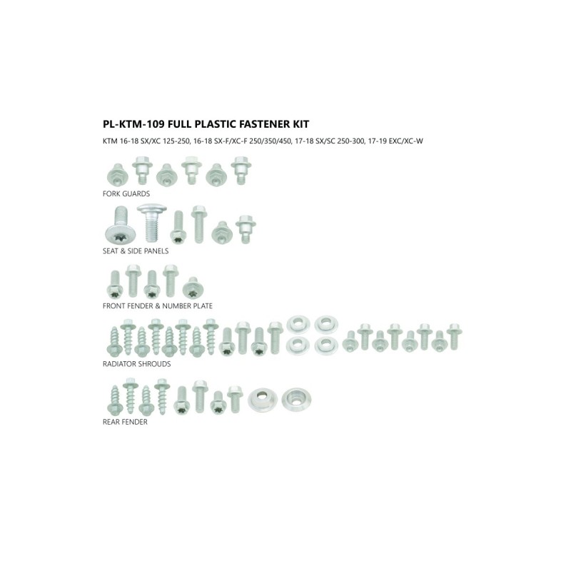 Kit visseries de plastiques UFO SX / SXF 2016 à 2018 Kit visseries de plastiques UFO SX / SXF 2016 à 2018
