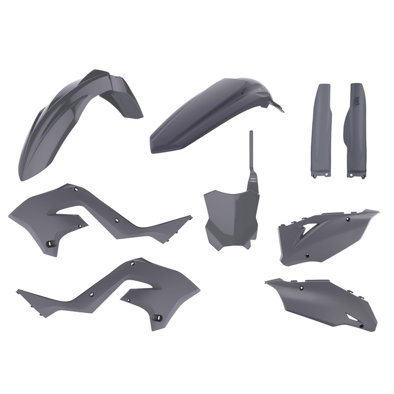 Kit plastiques Polisport 125 KX / 250 KX 2003 à 2008 Restyle couleur gris