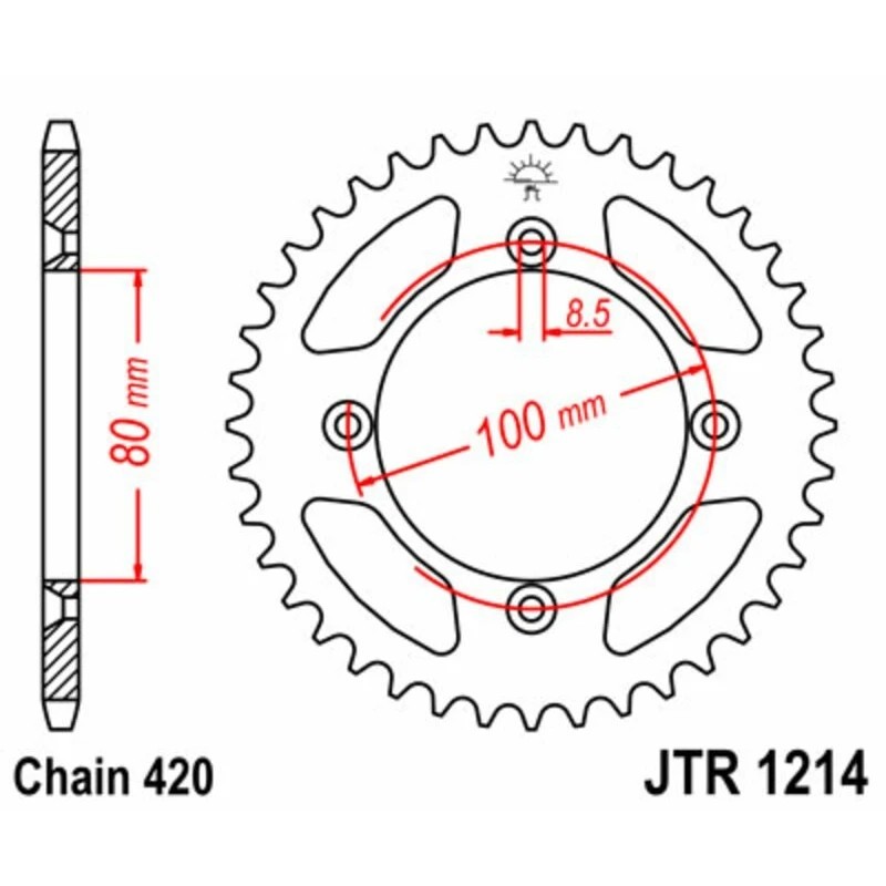 Couronne JTR1214 47 dents - pas de 420 acier carbone C49