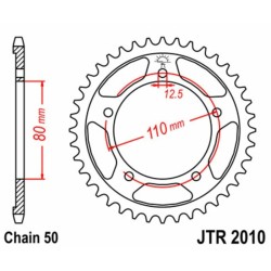 Couronne JTR2010 45 dents - pas de 530 acier carbone C49