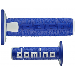 Paire de poignées DOMINO A360 Off-road Comfort ergonomique Bleu / Blanc