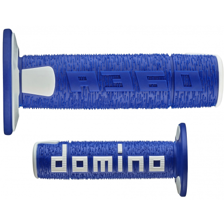 Paire de poignées DOMINO A360 Off-road Comfort ergonomique Bleu / Blanc