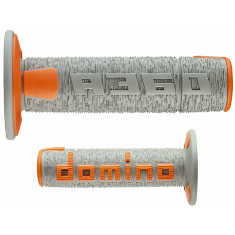 Paire de poignees DOMINO A360 Off-road Comfort ergonomique Gris / orange