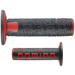 Paire de poignees DOMINO A360 Off-road Comfort ergonomique Noir / rouge