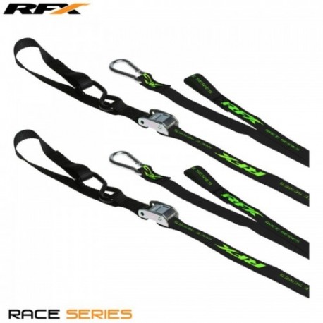 Sangles RFX série 1.0 Race (Noir / Haute visibilité) avec boucle supplémentaire et clip mousqueton.
