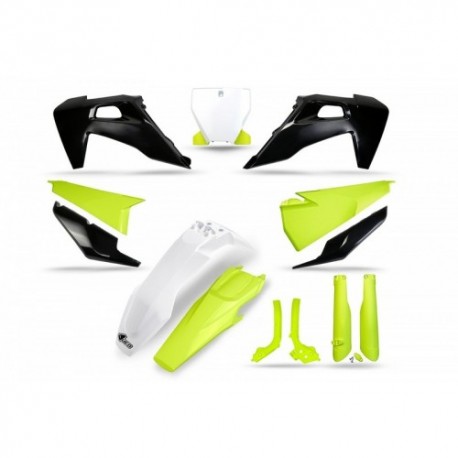 Kit plastiques UFO Husqvarna Fluo jaune Noir Blanc