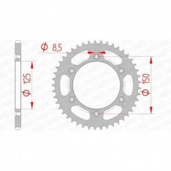 Couronne acier AFAM SX SXF EXC EXCF / TC FC TE FE / MC MCF EC ECF 50 dents