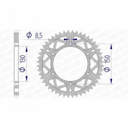 Couronne aluminium AFAM YZ YZF WRF anti-boue 47 dents