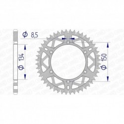 Couronne aluminium AFAM KX KXF anti-boue 50 dents